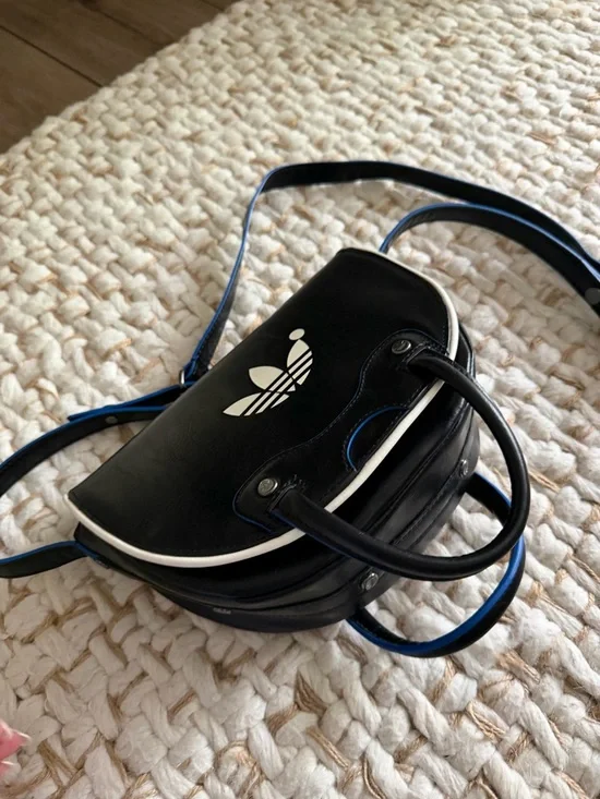 adidas Black Mini Crossbody with White Trefoil and Blue Trim - Picture 15 of 16